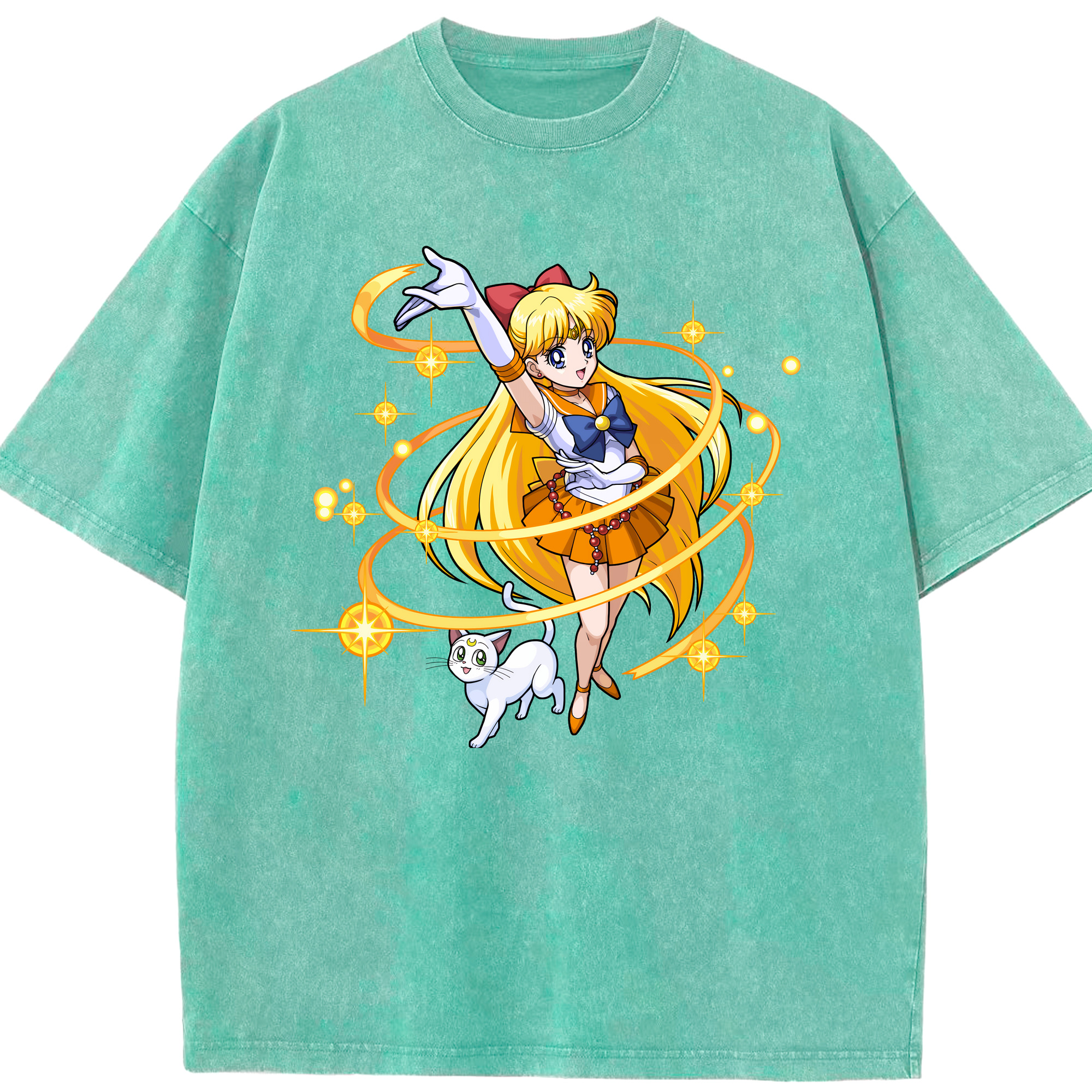 （画像用） 美少女戦士セーラームーン 愛野 美奈子 あいの みなこ Sailor Moon Aino Minako 綿100% ヴィンテージ風 半袖Tシャツ（フロントプリント）